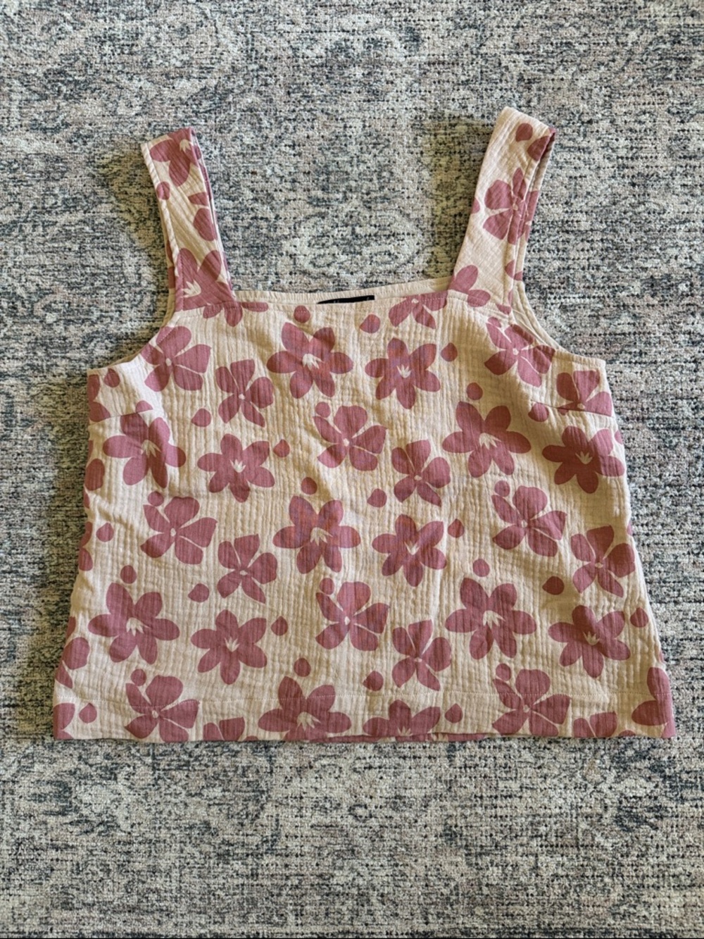 Wishlist Cream Tank Top with Mauve Floral Print